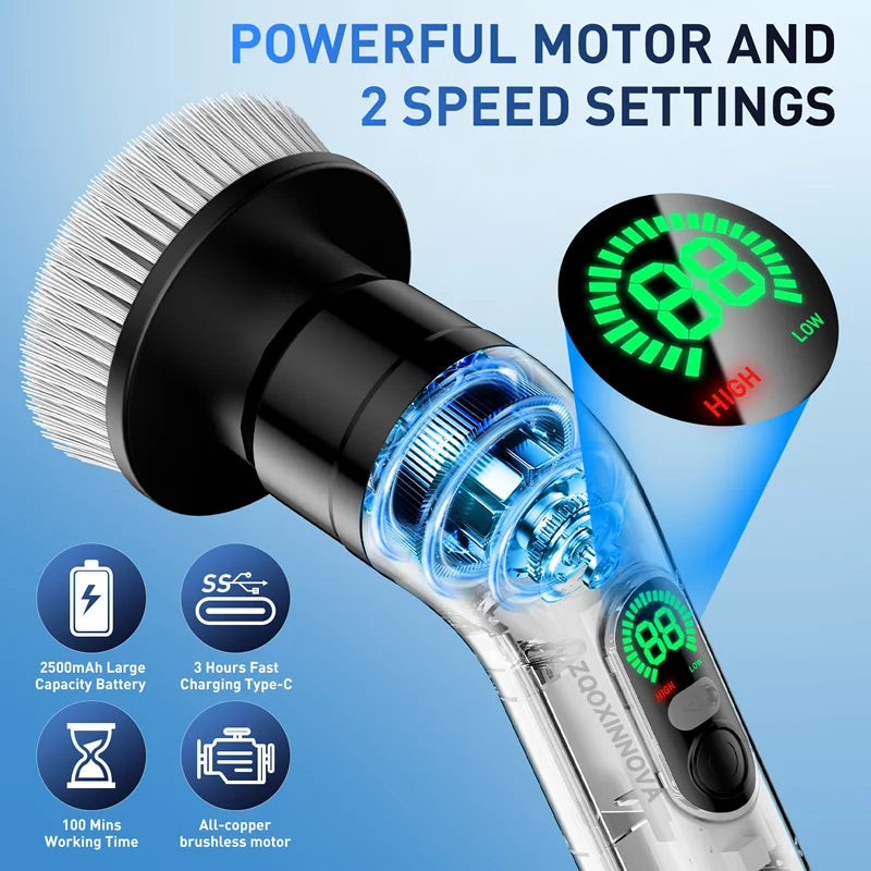 Cepillo Eléctrico Inalámbrico de Limpieza Multiusos – Ideal para Baño, Cocina, Azulejos, Lavabos y Superficies Difíciles