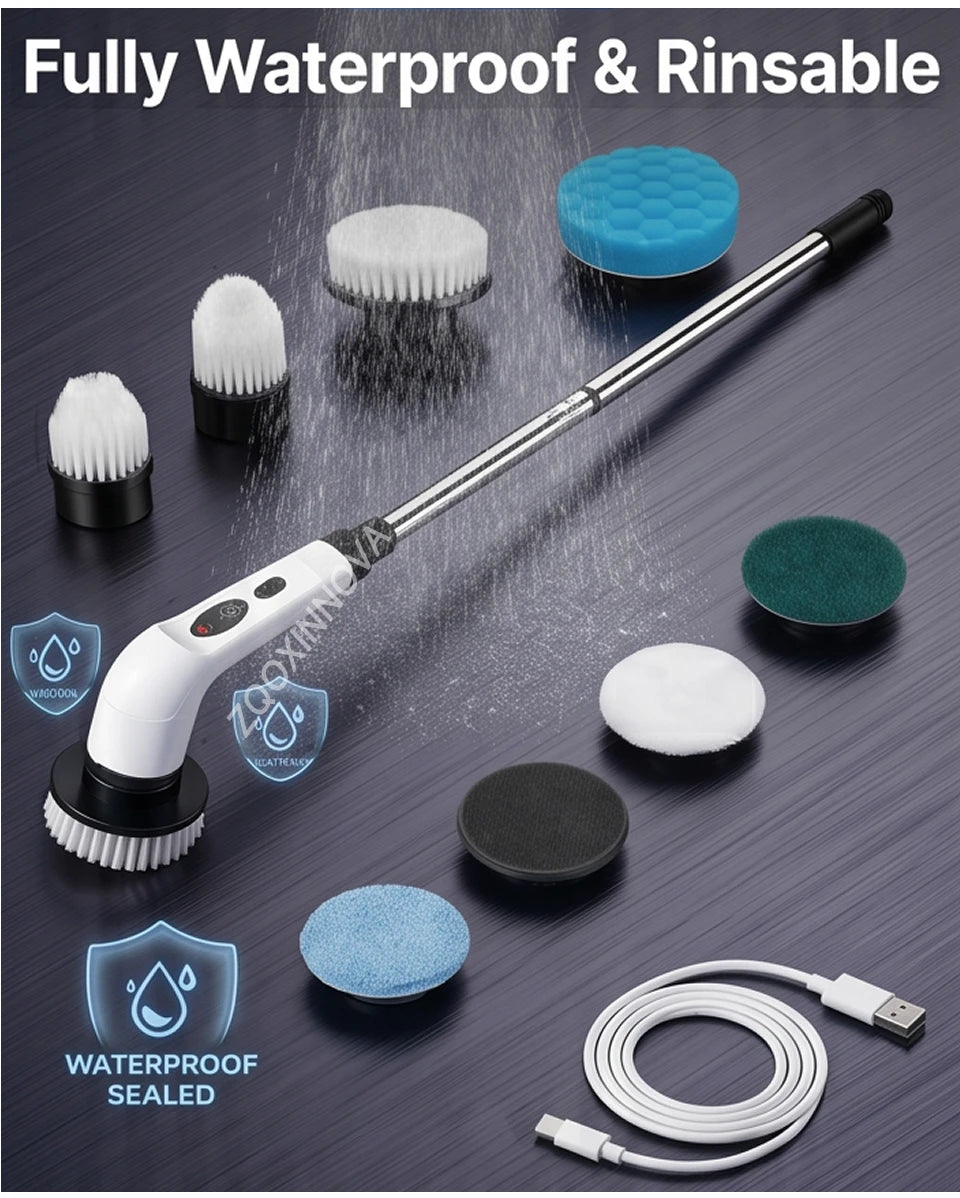 Cepillo Eléctrico Inalámbrico de Limpieza Multiusos – Ideal para Baño, Cocina, Azulejos, Lavabos y Superficies Difíciles
