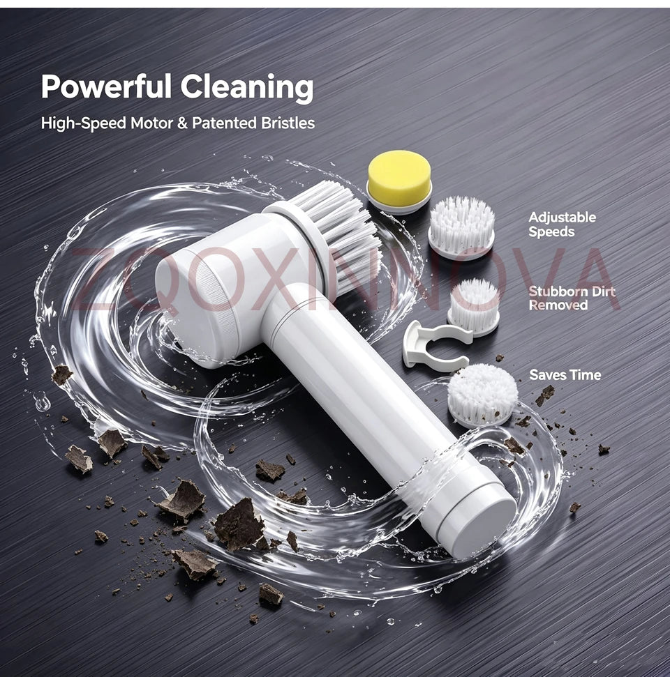 Cepillo Eléctrico Inalámbrico de Limpieza Multiusos – Ideal para Baño, Cocina, Azulejos, Lavabos y Superficies Difíciles