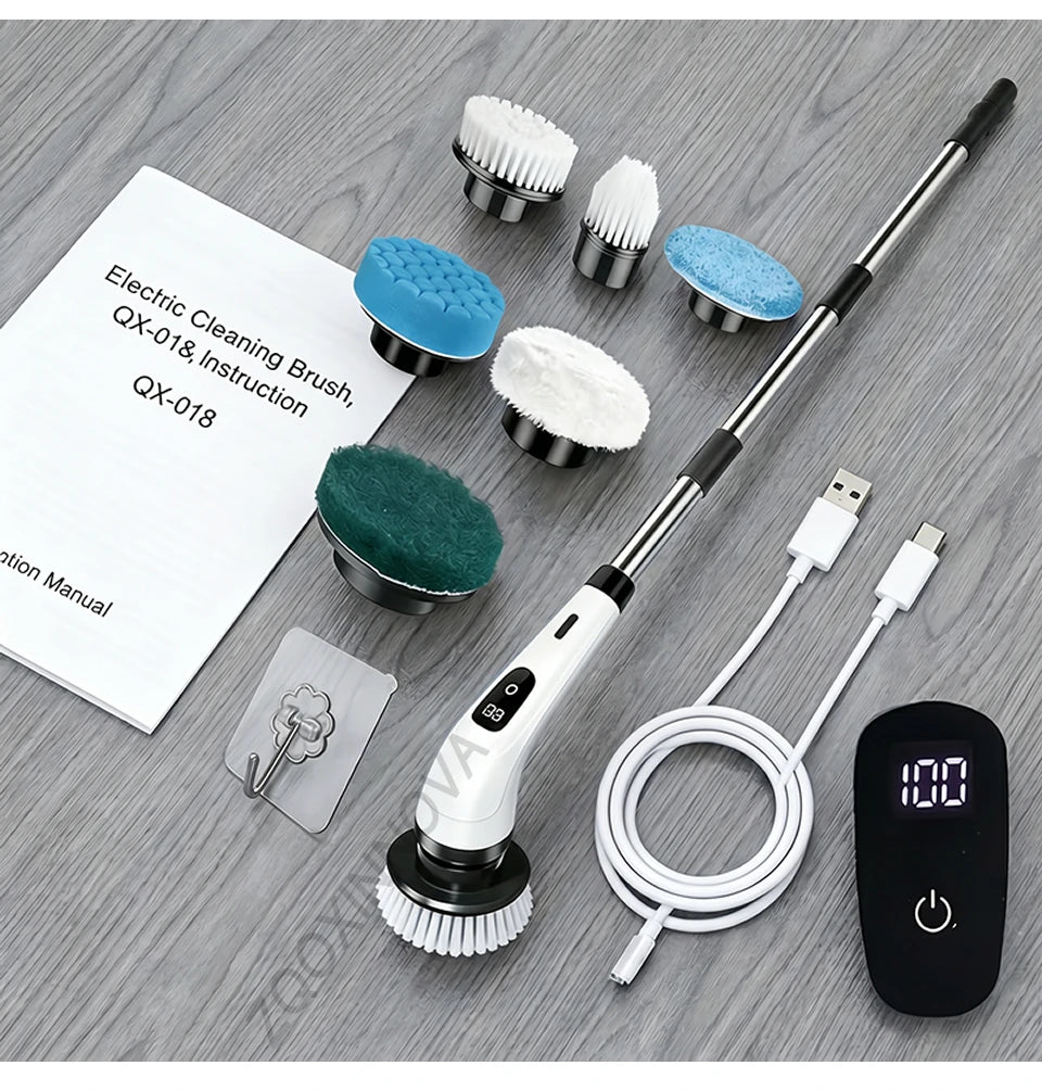 Cepillo Eléctrico Inalámbrico de Limpieza Multiusos – Ideal para Baño, Cocina, Azulejos, Lavabos y Superficies Difíciles